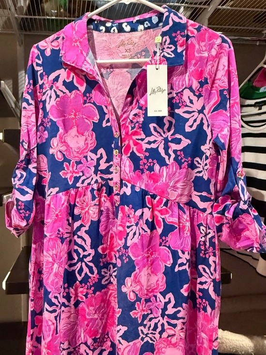 Lilly Pulitzer Dresses & Skirts - Lilly Pulitzer Saralyn Dress XS Starlight Navy Once and Floral NWT